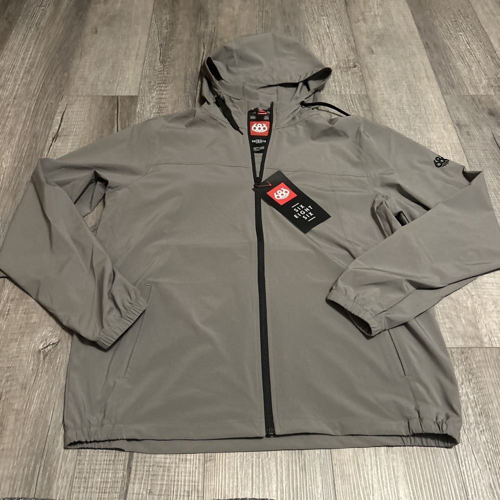 686 Unix Windbreaker Jacket Gray Grey Size XL KCR915 NWT $90 Genuine